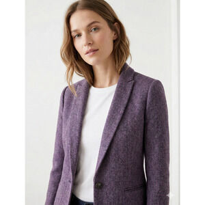 NWT J.Crew Parke Blazer in Purple Herringbone English Wool Jacket 6P $248
